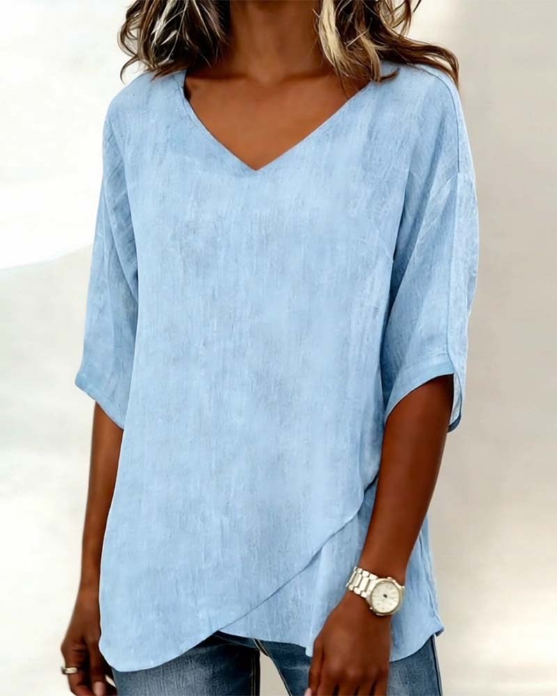 Donna | Irregular V-Neck Top — view 3