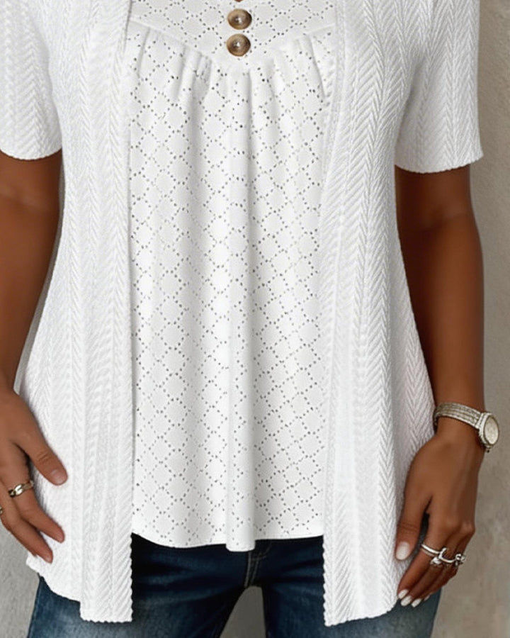 Carol | Layered Collar Patchwork Shirt — view 3