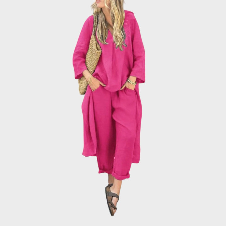 Solura | Two-Piece Cotton Set with V Line