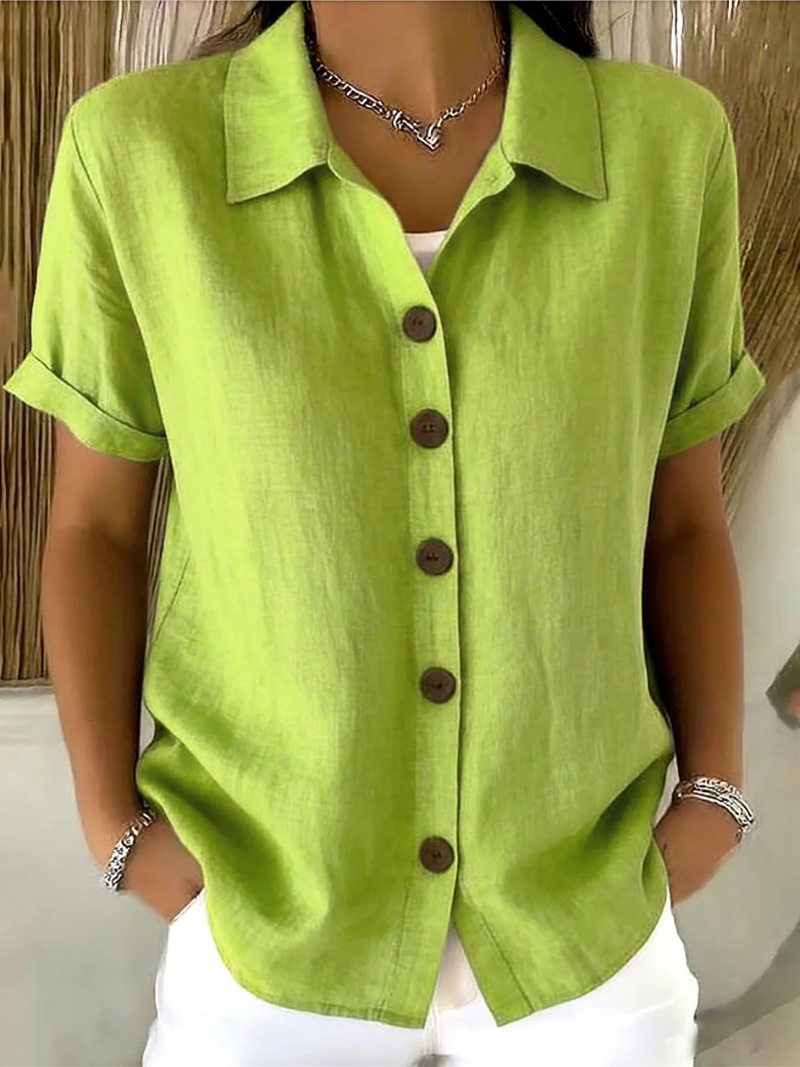 Fernanda | Green Button Front Blouse