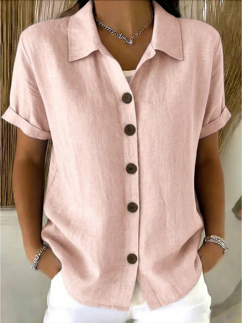 Amoret | Pink Button Front Blouse