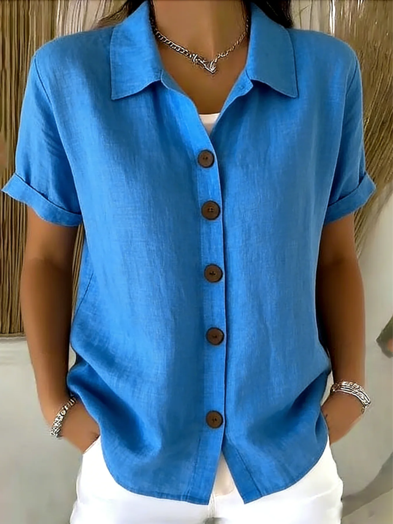 Josephine | Blue Button Front Blouse