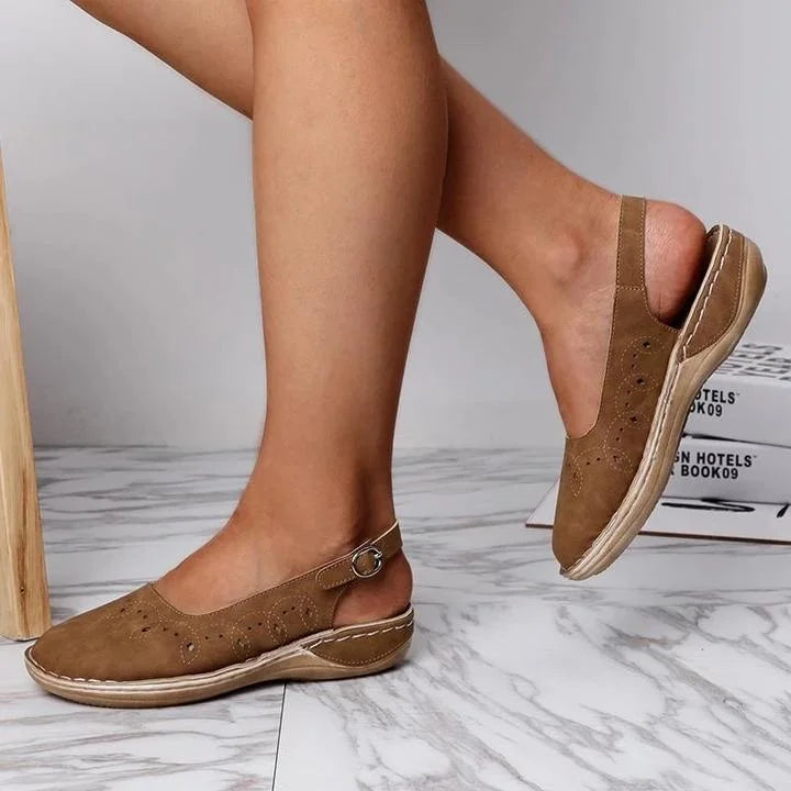 Cora | Pink Perforated Slingback Shoes — view 4