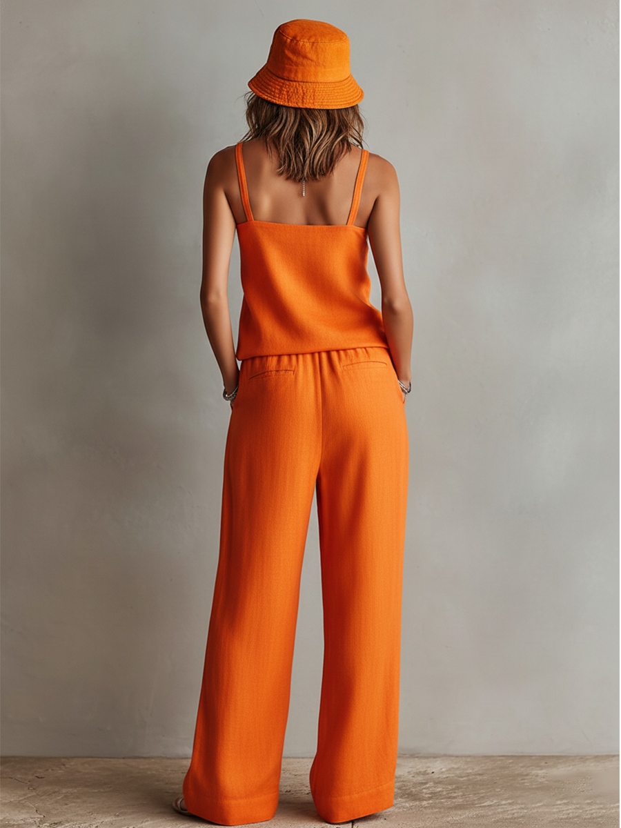 Ella | Orange Linen-Look Set — view 6
