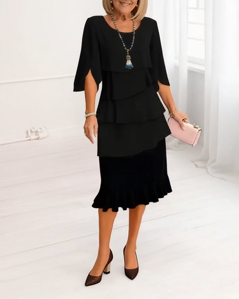 Patricia | Ruffled A-Line Swing Dress — view 2