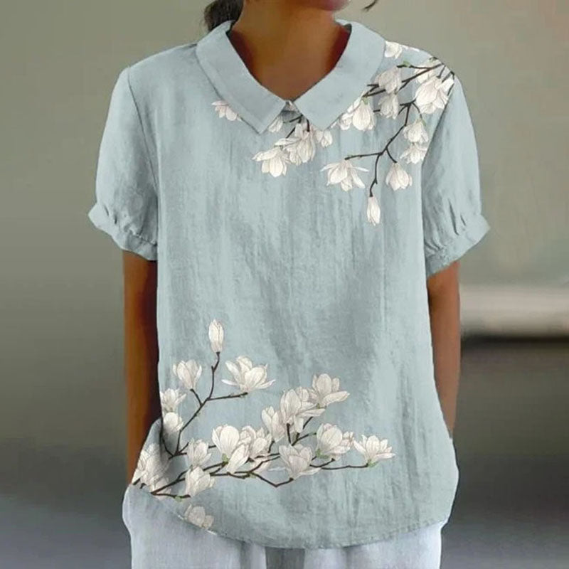 Ellie | Floral Blue Print Shirt — view 2