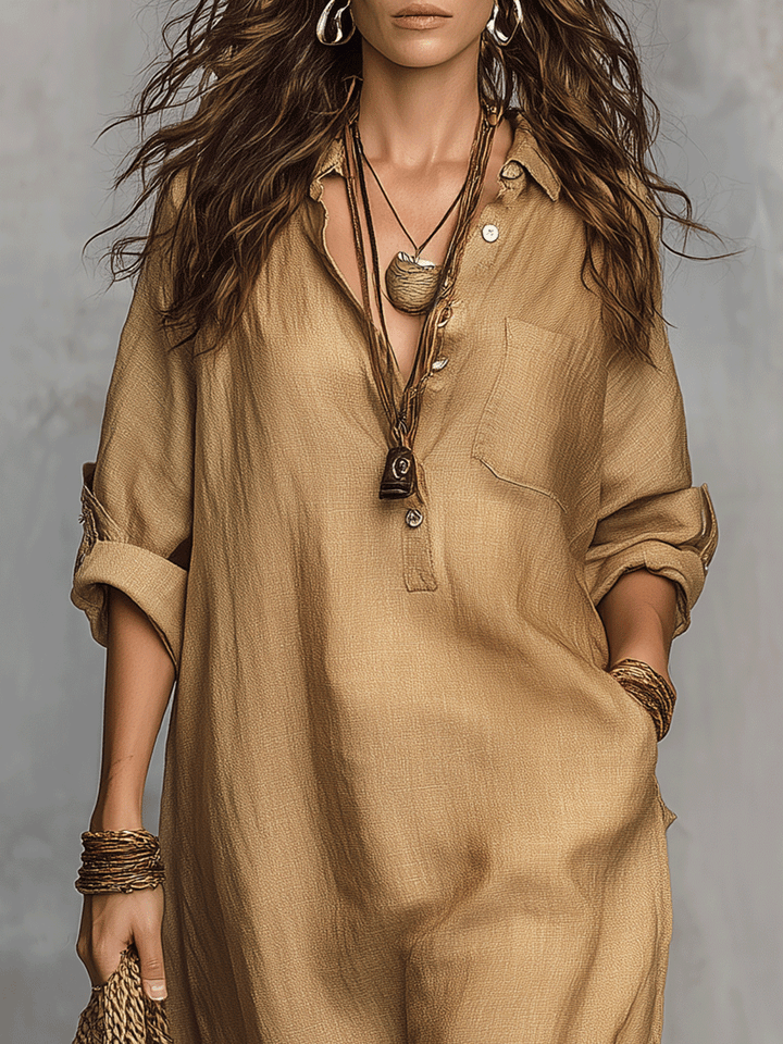 Greta | Casual Buttoned Maxi Dress — view 4