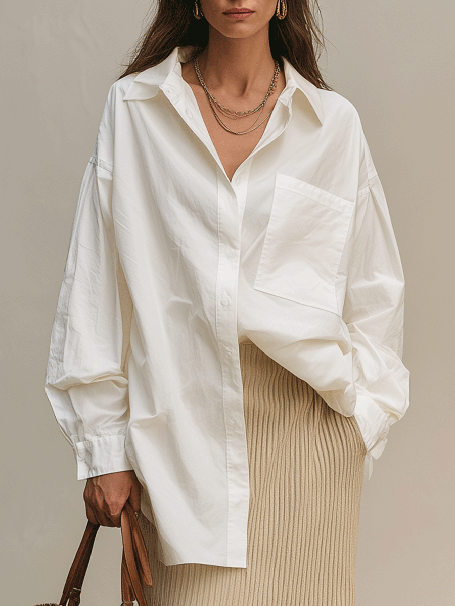 Uma | Bohemian White Shirt & Soft Ribbed Set — view 2