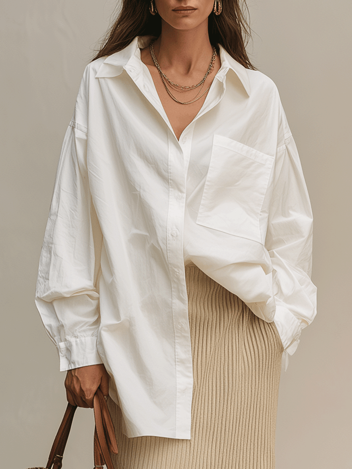 Uma | Bohemian White Shirt & Soft Ribbed Set — view 2