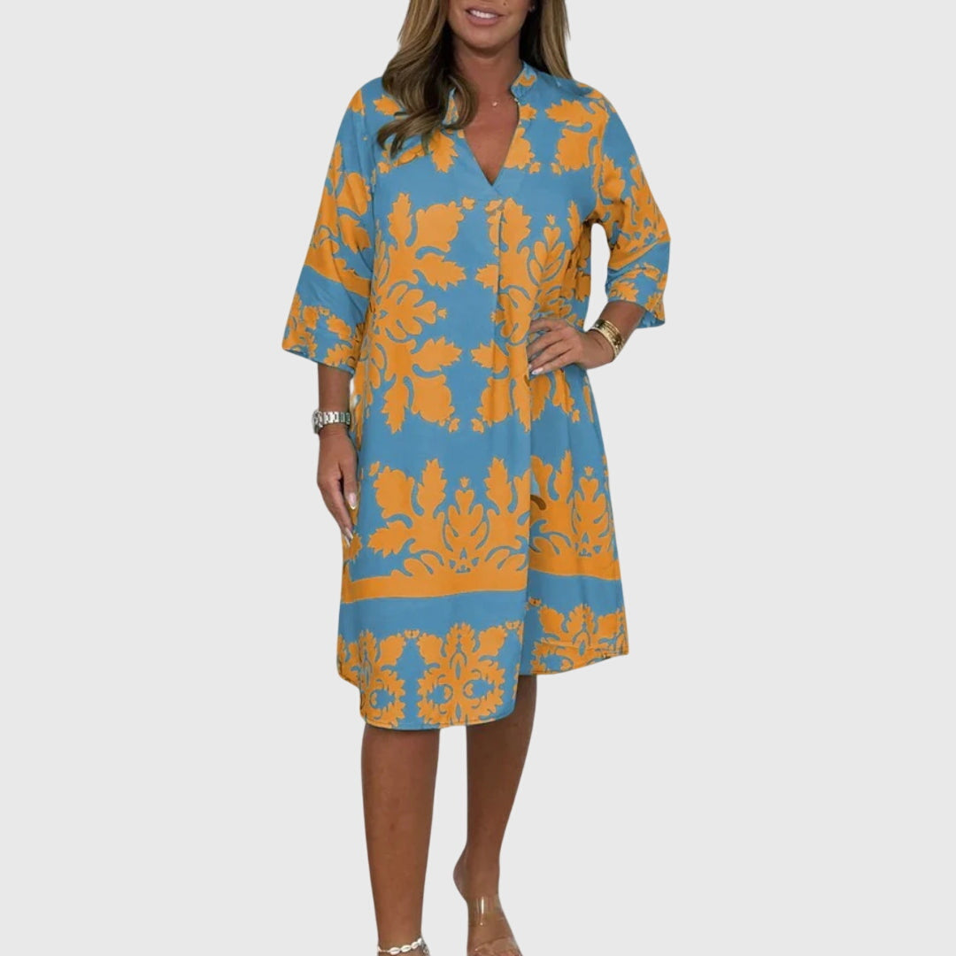 Daisy | Coral Draped Summer Dress — view 7