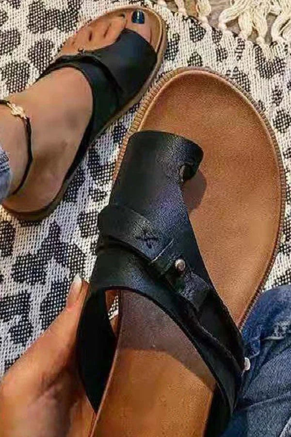 Wren | Khaki Toe Strap Slide Sandals — view 3