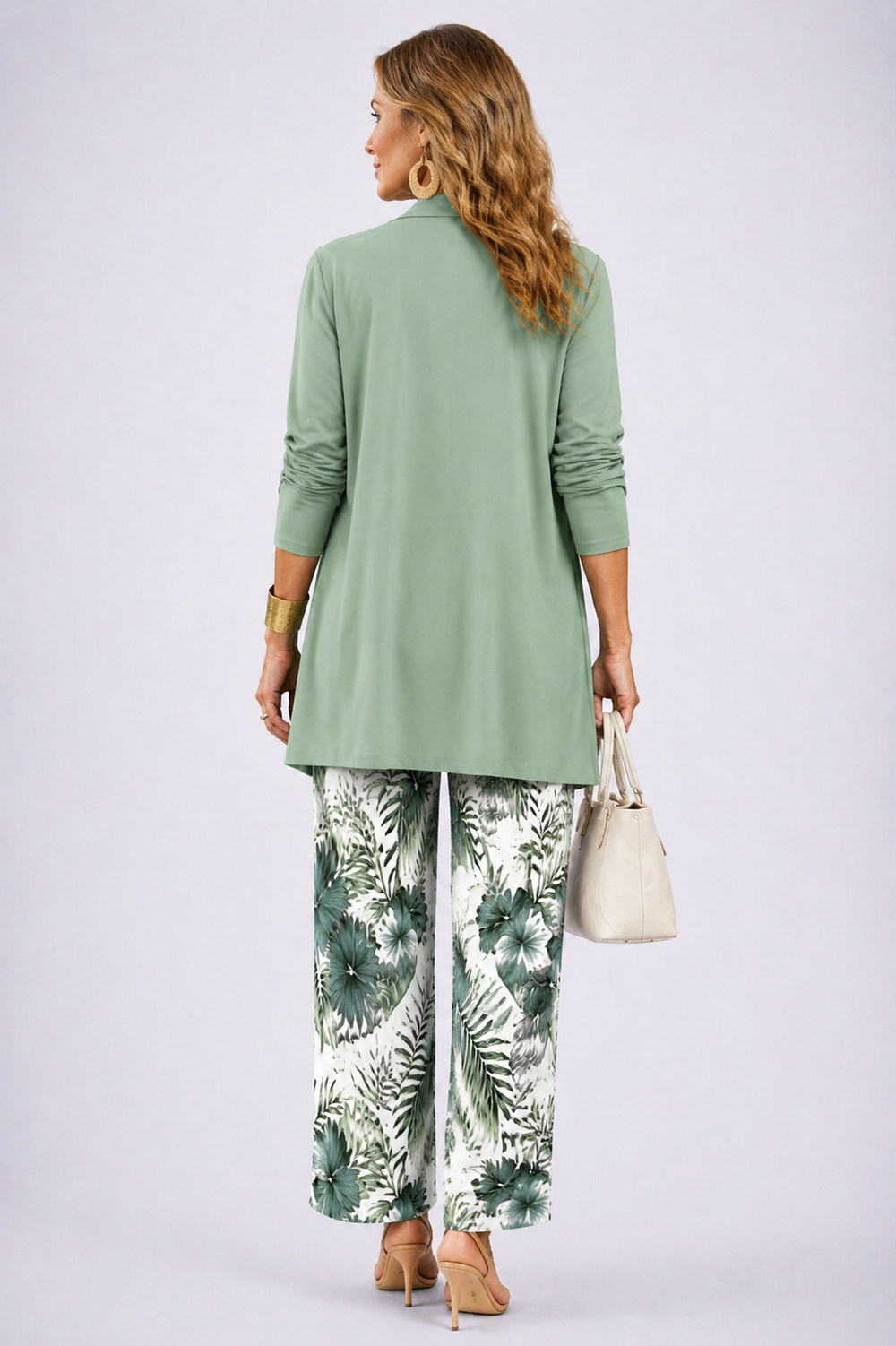 Lorraine | Olive Striped Trouser Set — view 2