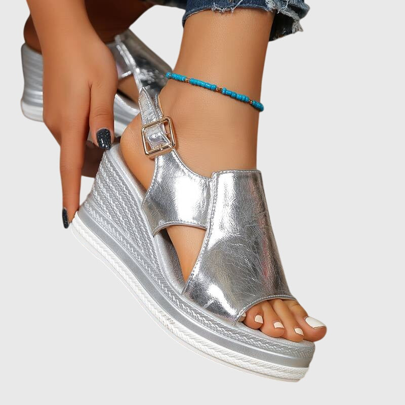 Veronica | Beige Square Toe Comfort Sandals — view 4