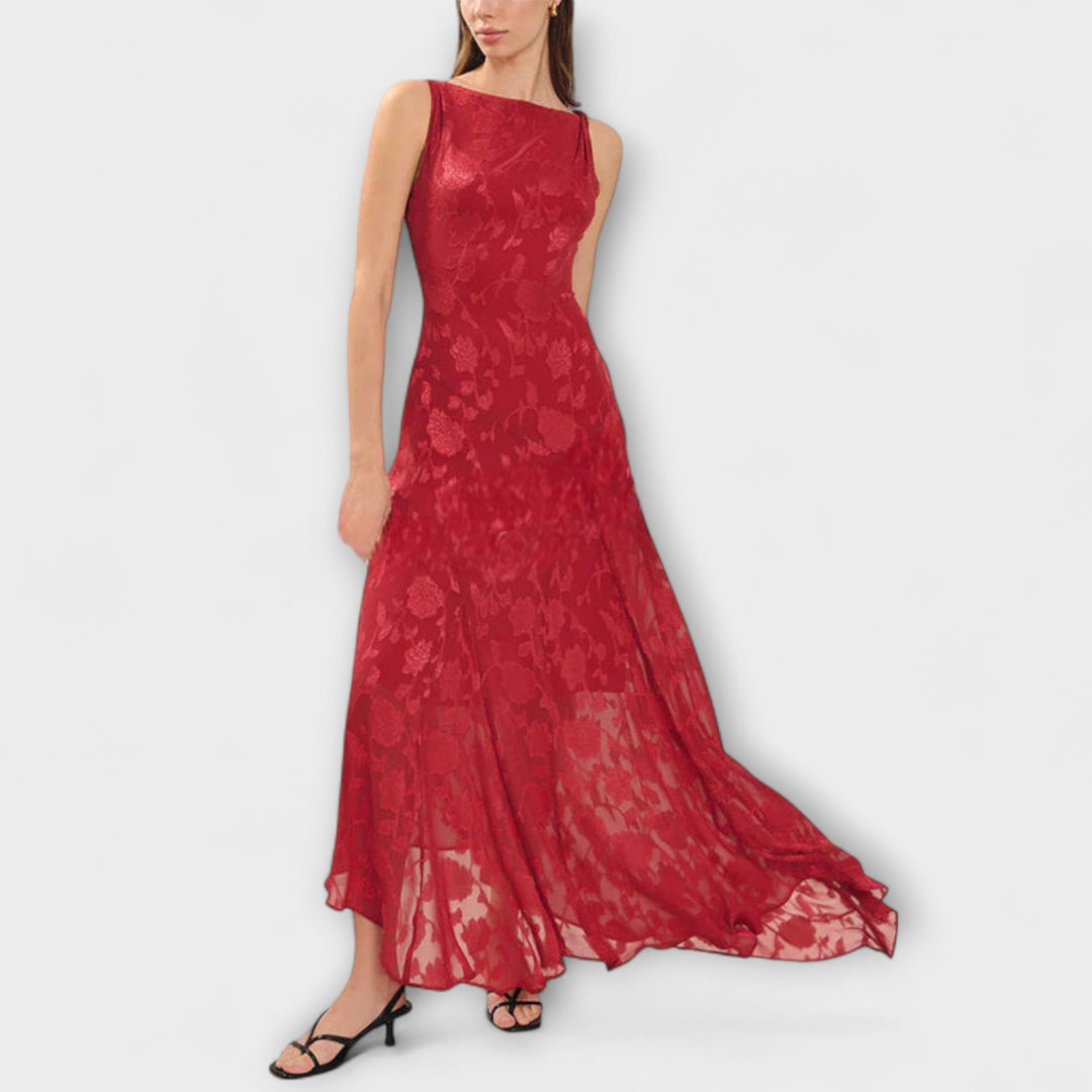 Opal | Elegant Sleeveless Maxi Dress with Lace Pattern