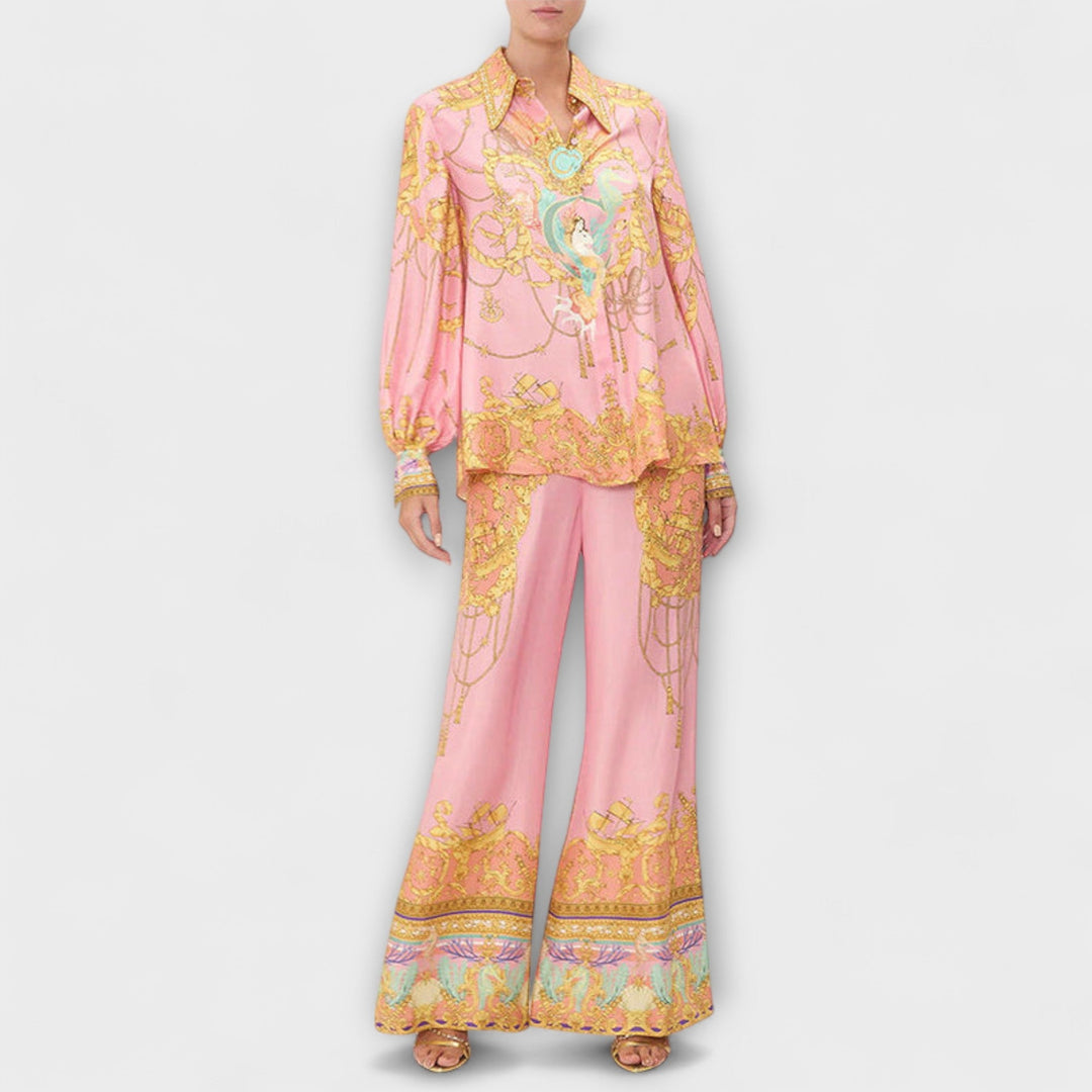 Sage |  Mermaid Relaxed Shirt and Elastic Waist Pants Set