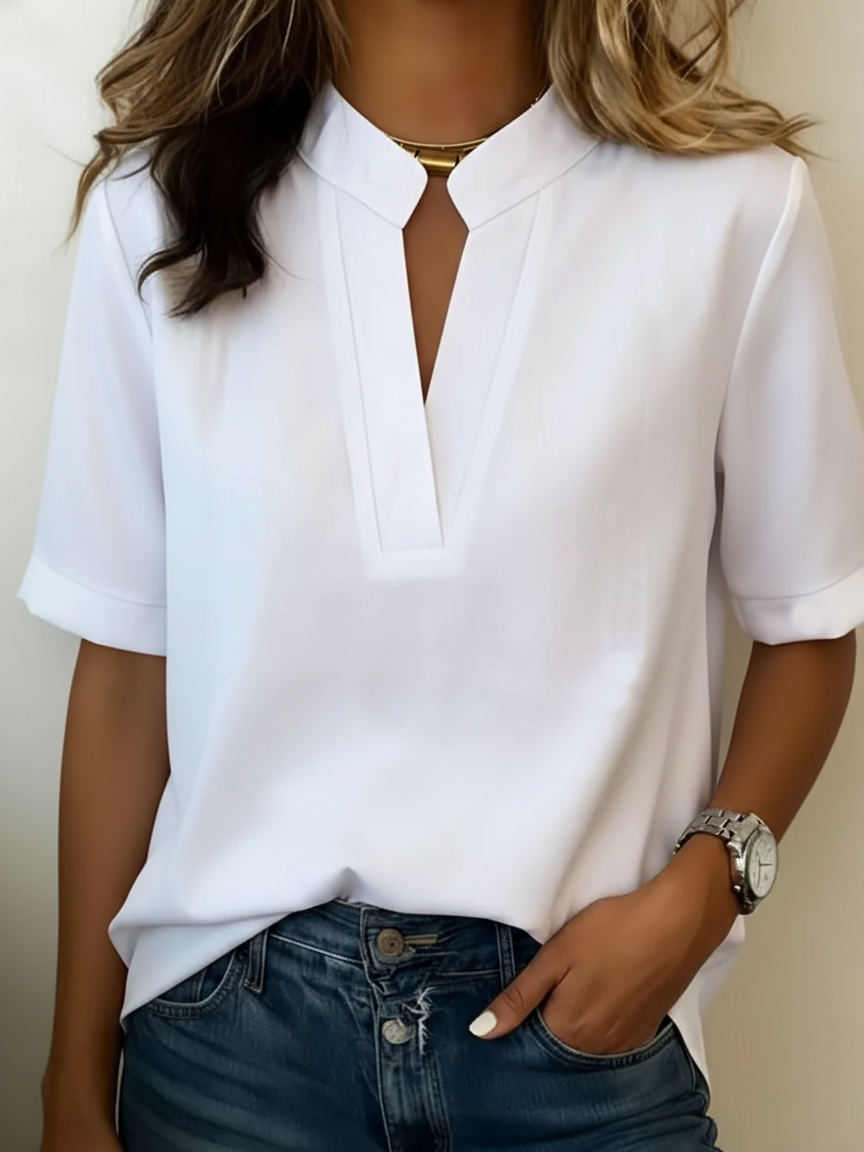 Margot | White Chic V-Neck Blouse