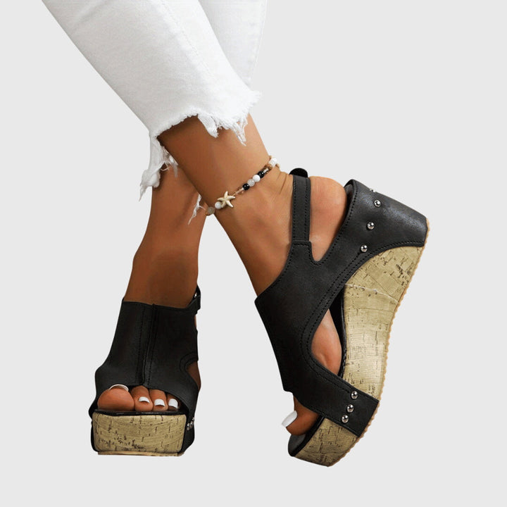 Lydia | Black Comfort Ankle Strap Sandals — view 7