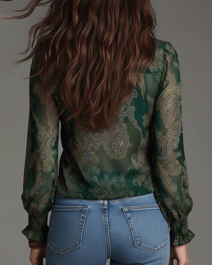 Demi | Zip Ruffled Retro Blouse — view 12
