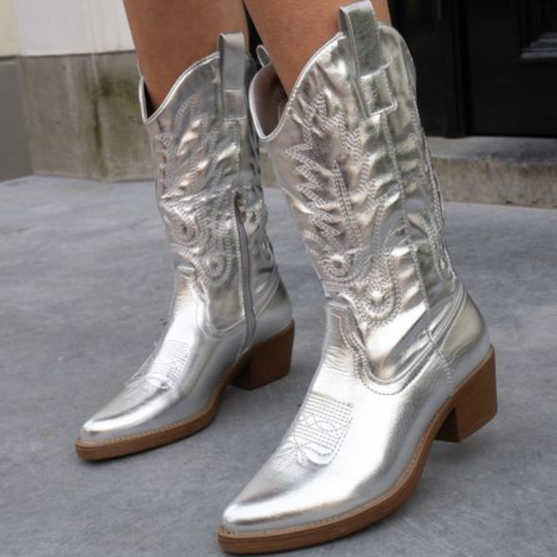 Gracie | Elegant Metallic Cowboy Boots — view 5