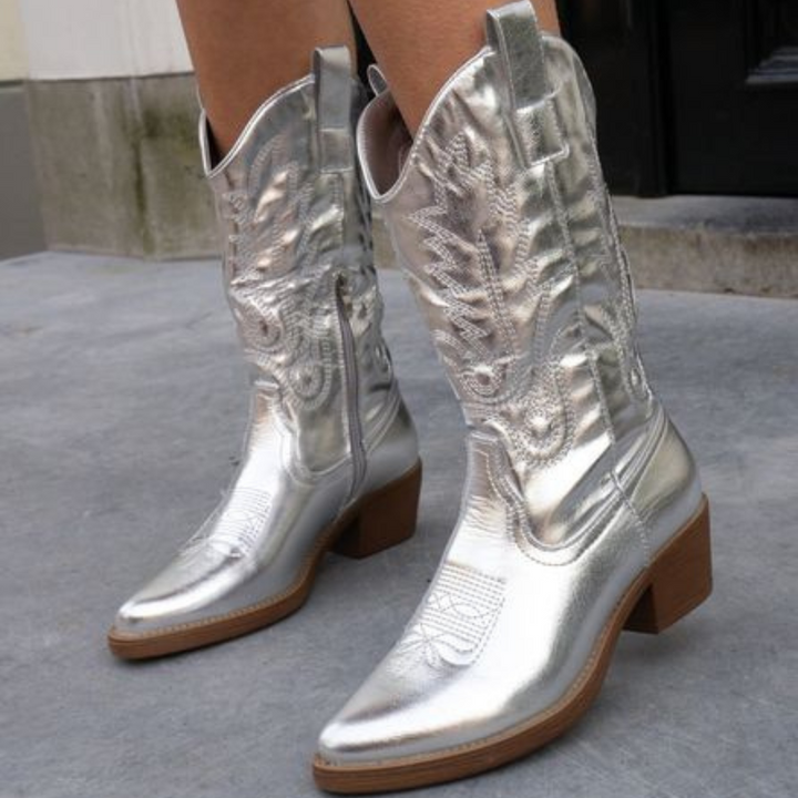 Gracie | Elegant Metallic Cowboy Boots — view 5