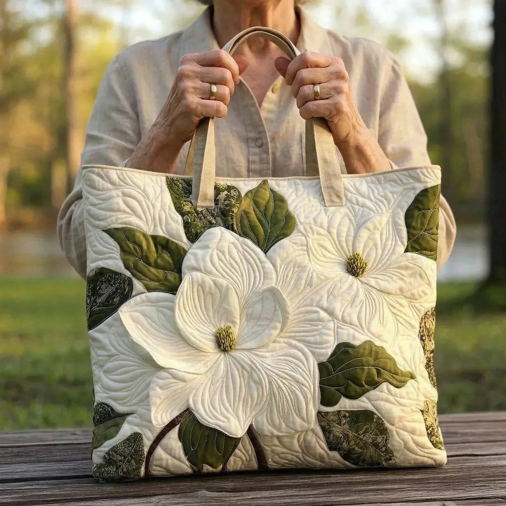 Artisanal | Quilted Bag - Elegant White Lilies — view 2