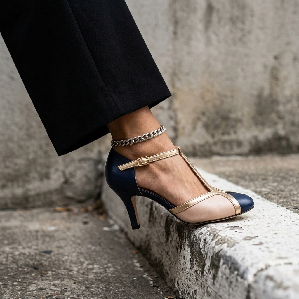 Susan | Denim All-Day Comfort T-Strap Heels — view 6