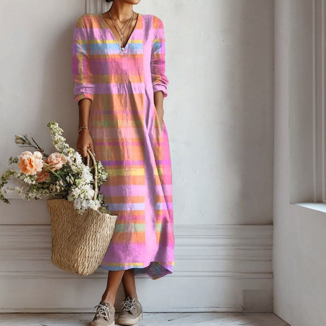 Sophie | White Boho Midi Dress with Wave Trim