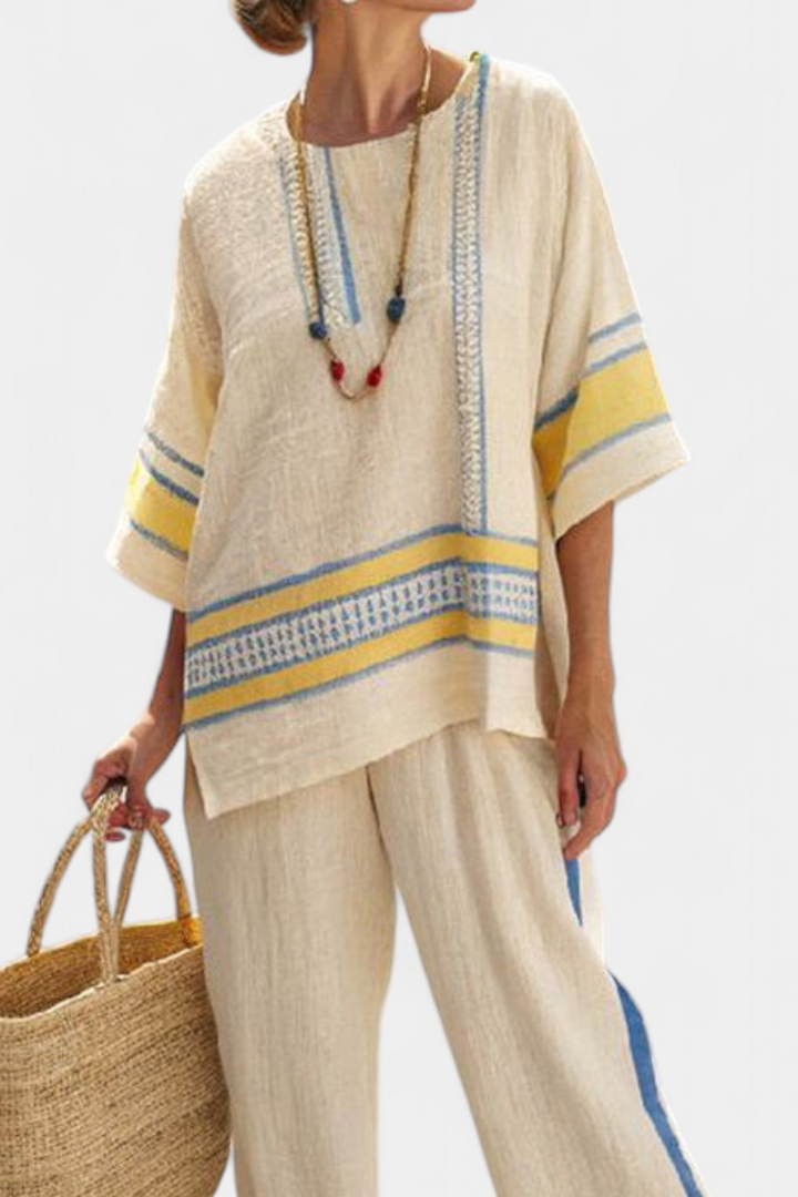 Madison | Yellow and Linen Trousers Set