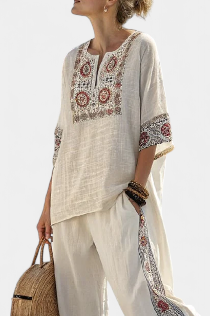Tameric | Embroidered Blouse & Pants Set — view 2