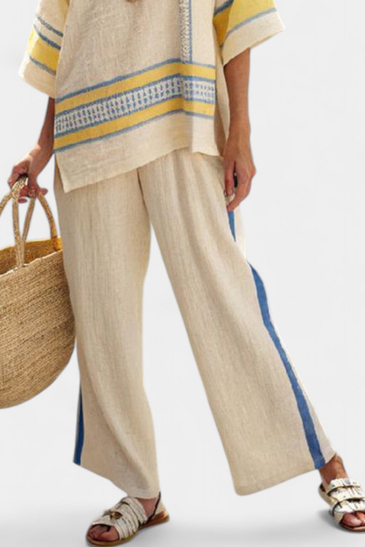 Madison | Yellow and Linen Trousers Set