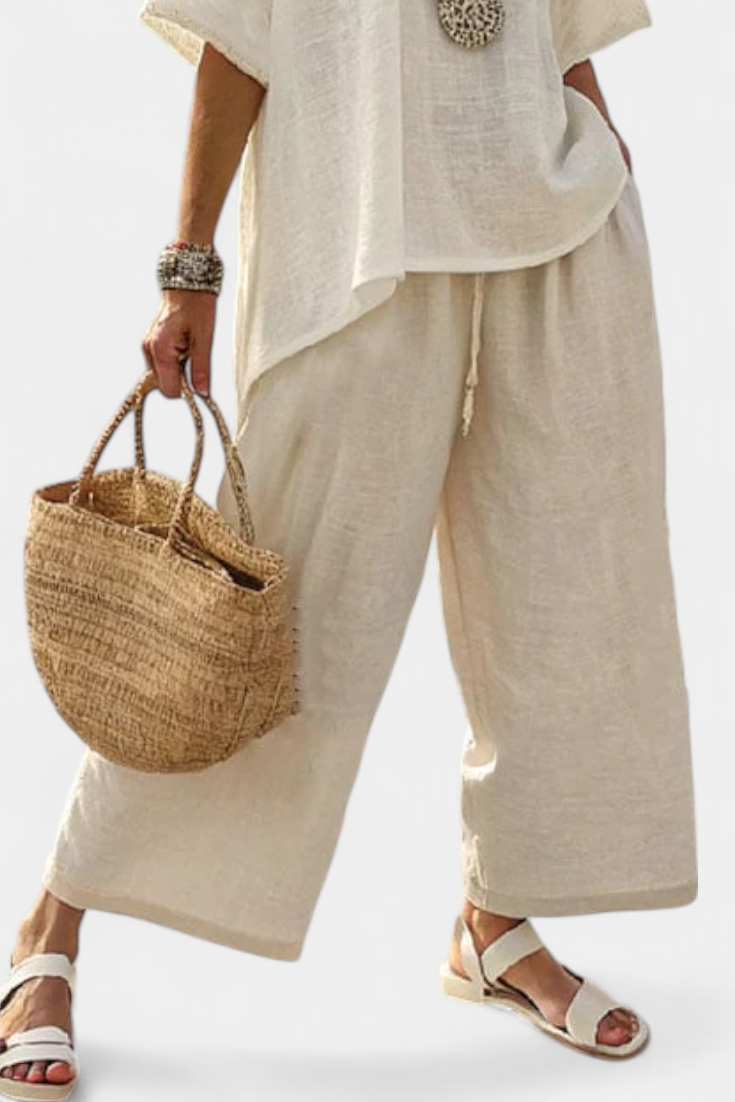 Drevon | White Raw Blouse & Pants Set — view 3