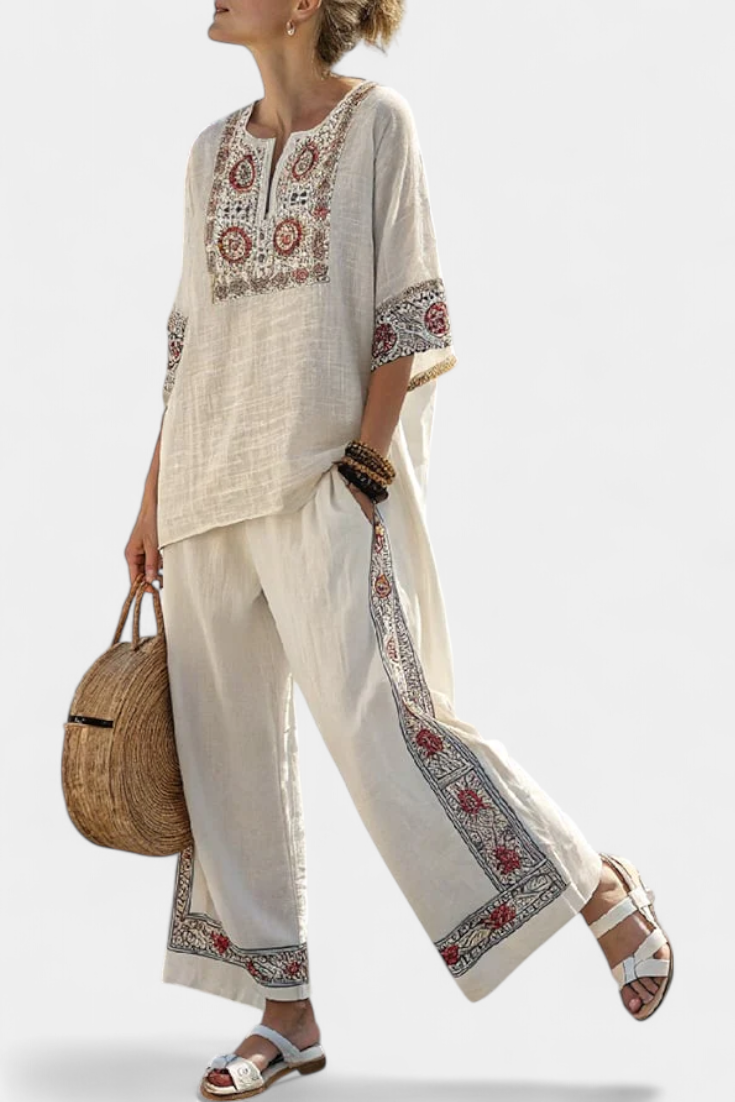 Tameric | Embroidered Blouse & Pants Set