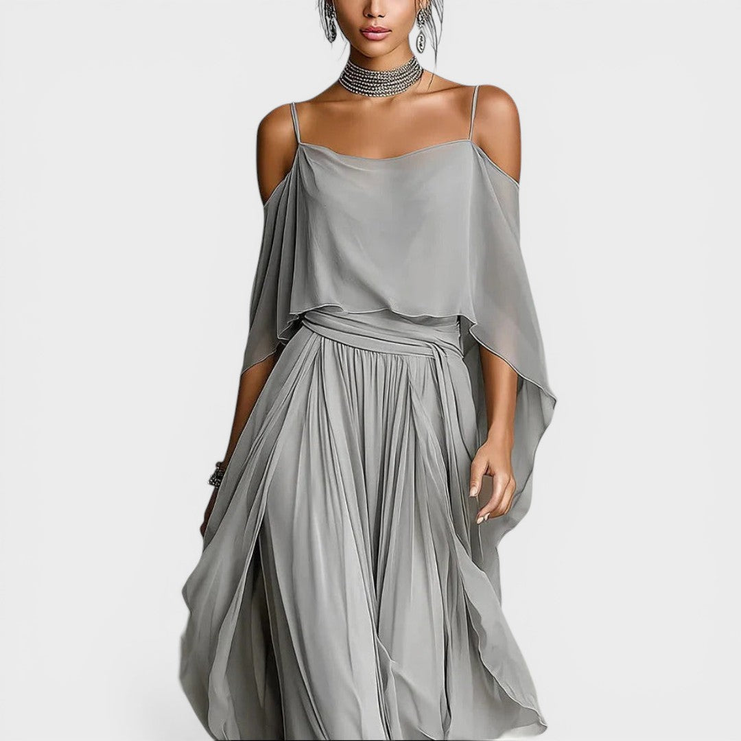 Adrienne | Elegant Chiffon Dress with Slit