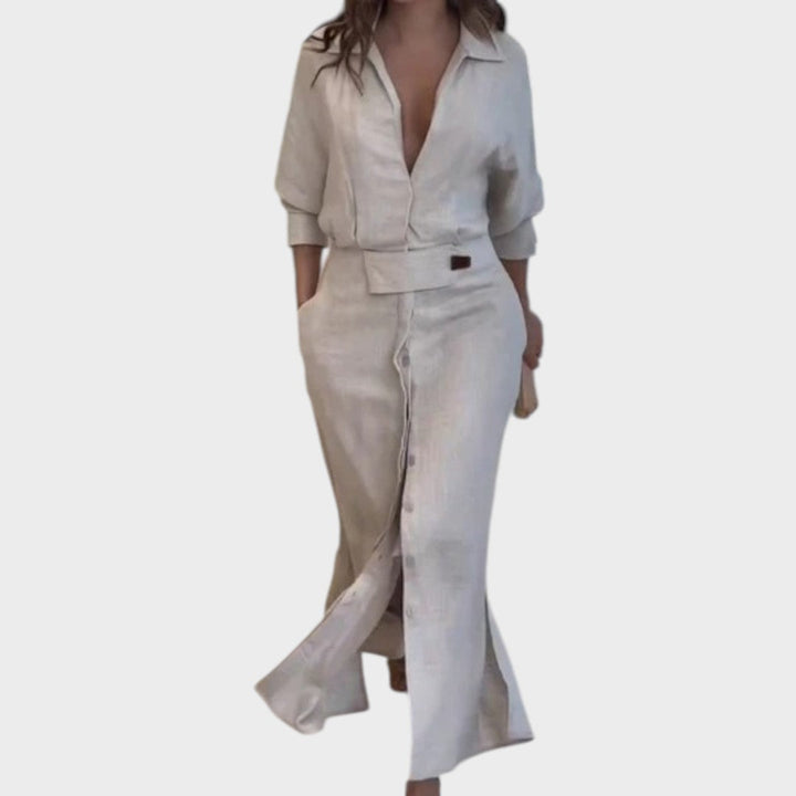 Jeanette | Long Dress with V-Neck