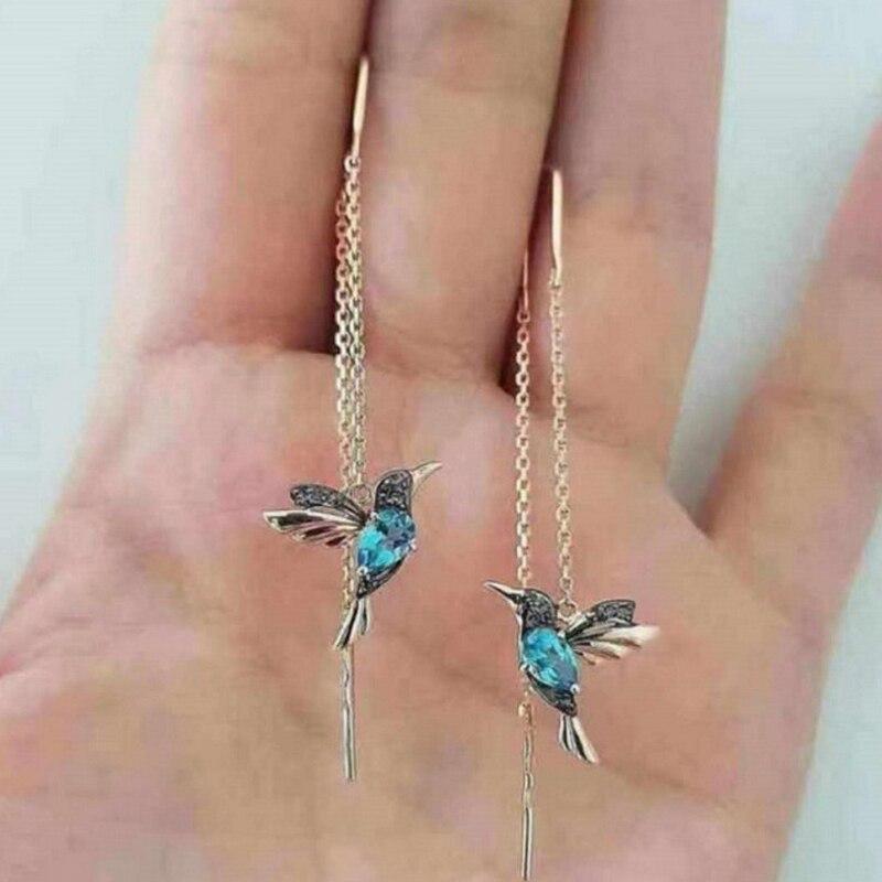 Nael | Hummingbird Earrings with Enamel and Zirconia — view 2