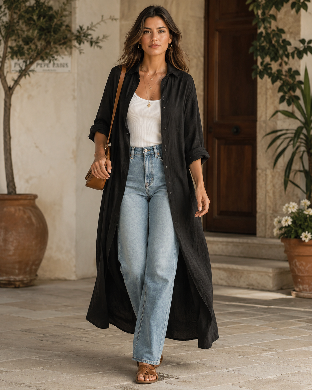 Wren | Black Button-Front Maxi Dress — view 3