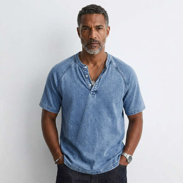 Louis | Vintage Button T-Shirt for Men