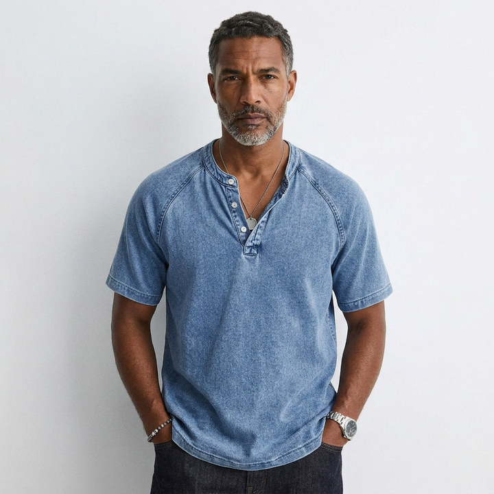 Louis | Vintage Button T-Shirt for Men