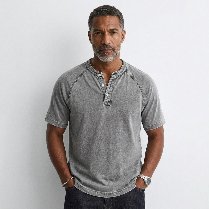 Nicolas | Vintage Button T-Shirt for Men