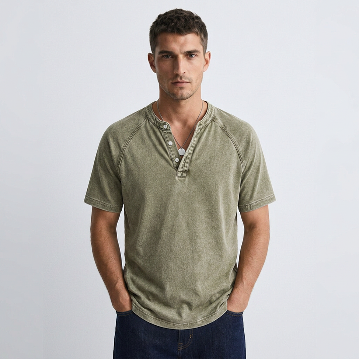Jules | Vintage Button-Up T-Shirt for Men