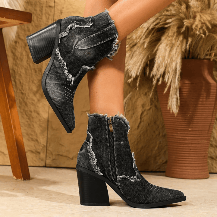 Aurela | Denim Ankle Boots — view 3