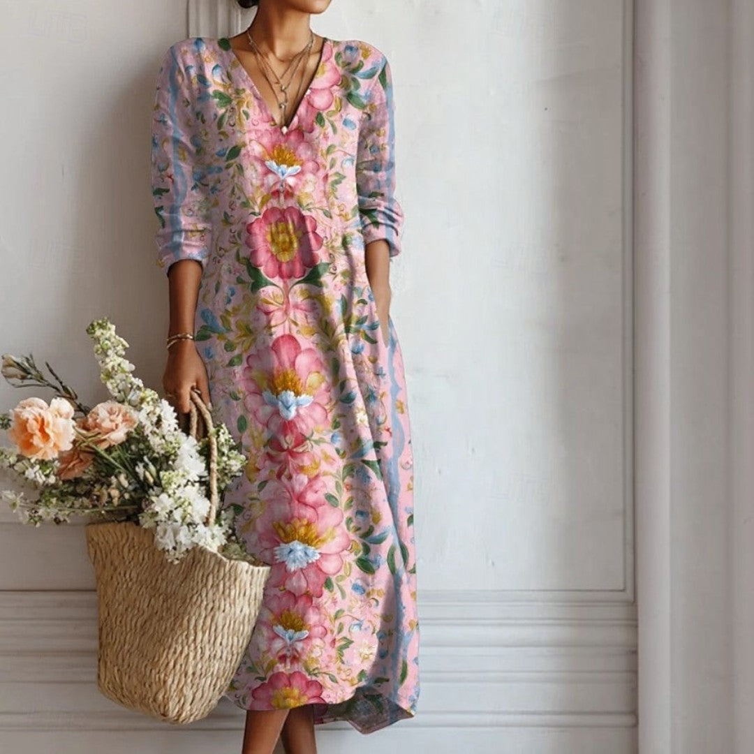 Antonia | Floral Prairie Boho Midi Dress