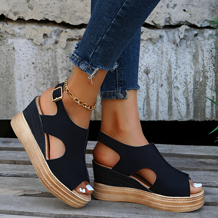 Kit | Silver Platform Wedge Sandals — view 4