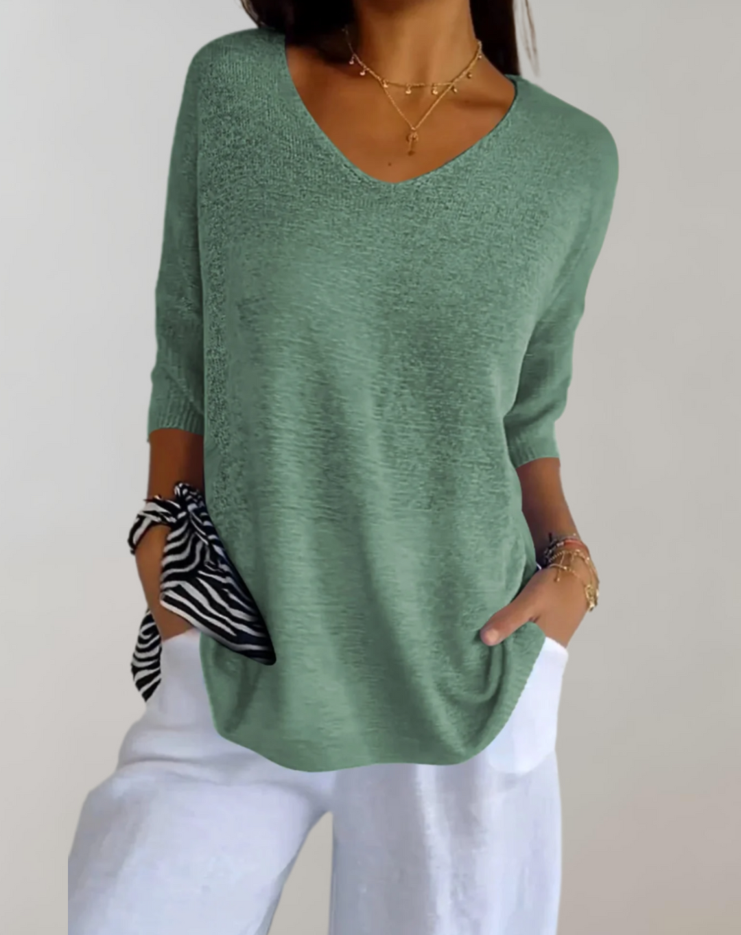 Verdelle | V-Neck Knitted Top