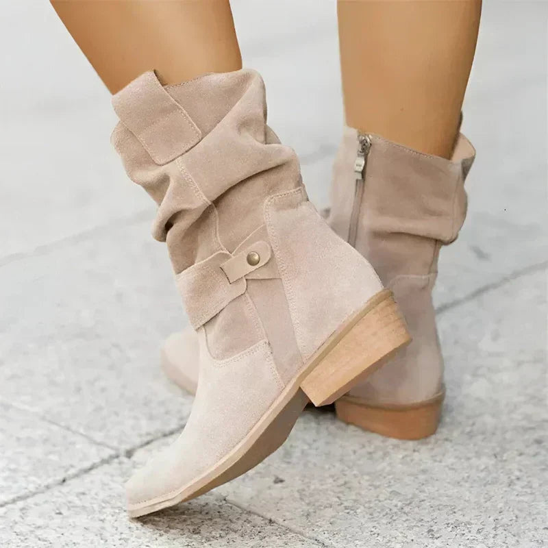 Berdine | Beige Chunky Boots