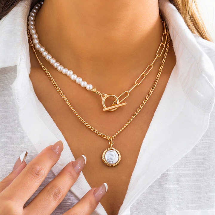 Zinn | Vintage Pearl Necklace in Multi-Layer Design — view 9