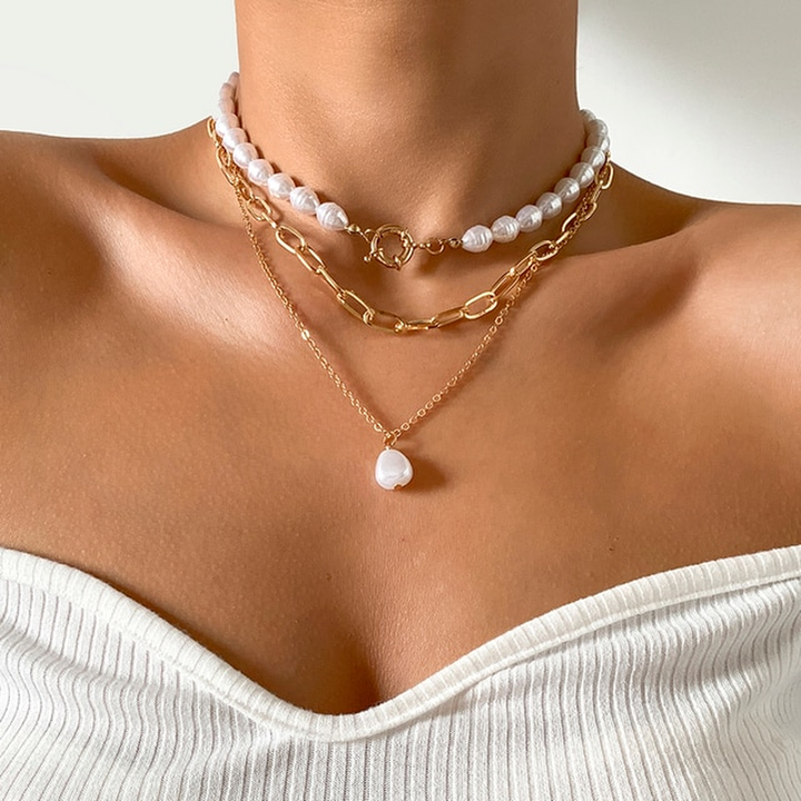 Zinn | Vintage Pearl Necklace in Multi-Layer Design — view 4