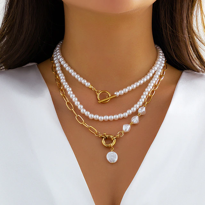 Zinn | Vintage Pearl Necklace in Multi-Layer Design — view 5