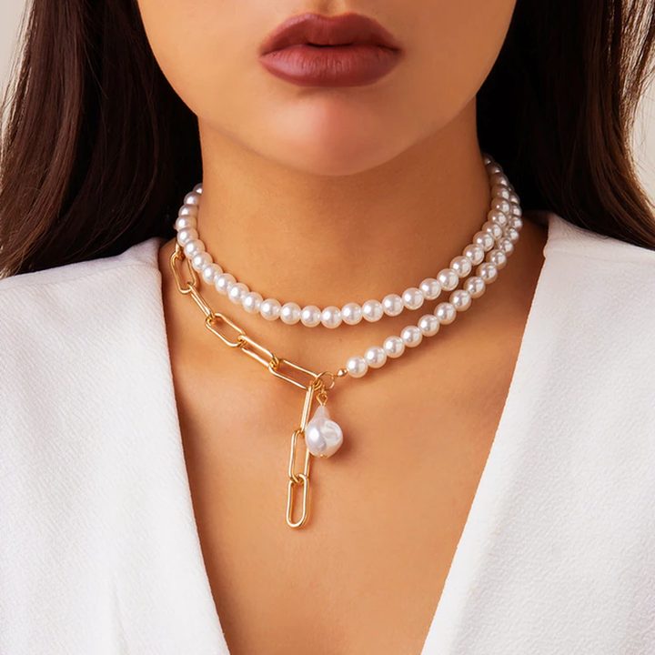 Zinn | Vintage Pearl Necklace in Multi-Layer Design — view 6