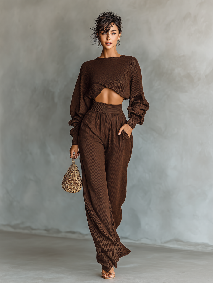Ada | Coffee Knit Set — view 3